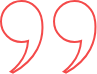 Two large, stylized red closing quotation marks appear side by side on a black background, creating a bold, dramatic, minimalist tone.